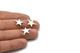 Silver Star Charm, 25 Antique Silver Plated Brass Star Charms With 2 Loops (16x12x0.80mm) M01543