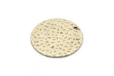 Silver Round Charm, 4 Hammered Antique Silver Plated Brass Round Charms With 1 Hole, Findings (25x0.80mm) M01516