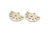 Silver Star Charm, 8 Antique Silver Plated Brass Moon Phases Charms With 1 Loop (22x17x0.80mm) M01546