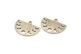 Silver Moon Charm, 8 Textured Antique Silver Plated Brass Moon Phases Charms With 1 Loop (22x17x0.80mm) M01565