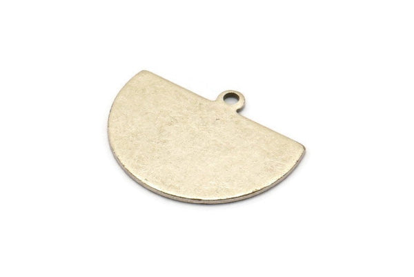 Semi Circle Charm, 8 Antique Silver Plated Brass Half Moon Charms With 1 Loop, Stamping Blank (22x17x0.70mm) M01551