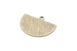 Semi Circle Charm, 8 Textured Antique Silver Plated Brass Half Moon Charms With 1 Loop, Stamping Blank (22x17x0.70mm) M01557