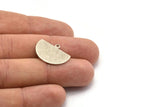 Semi Circle Charm, 8 Textured Antique Silver Plated Brass Half Moon Charms With 1 Loop, Stamping Blank (22x17x0.70mm) M01557