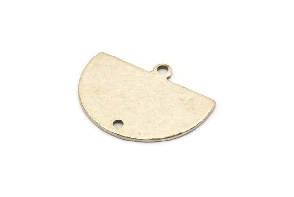 Semi Circle Charm, 8 Antique Silver Plated Brass Half Moon Charms With 1 Loop And 1 Hole, Stamping Blank (22x17x0.70mm) M01552