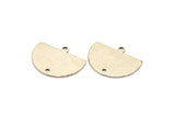 Semi Circle Charm, 8 Antique Silver Plated Brass Half Moon Charms With 1 Loop And 1 Hole, Stamping Blank (22x17x0.70mm) M01552