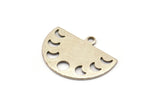 Silver Moon Charm, 8 Antique Silver Plated Brass Moon Phases Charms With 1 Loop (22x17x0.80mm) M01550