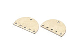 Semi Circle Charm, 8 Antique Silver Plated Brass Half Moon Connectors With 6 Holes (22x14x0.80mm) M01548