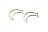 Crescent Moon Charm, 12 Antique Silver Plated Brass Crescent Moon Charms With 1 Loop (25x8.5x1mm) E101 H1229