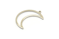 Silver Moon Charm, 10 Silver Tone Brass Crescent Moon Charms With 1 Loop (25x8.5x1mm) E101 H1229