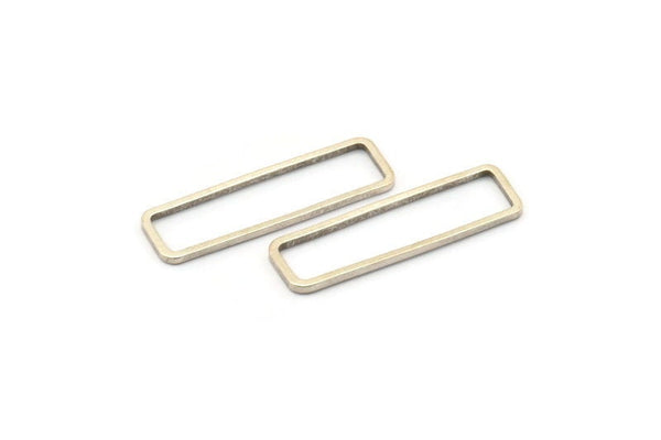 Gümüş Dikdörtgen Konnektör, 25 Antik Gümüş Kaplamalı Pirinç Açık Dikdörtgen Konnektör (7x26x1mm) D0166 H1200