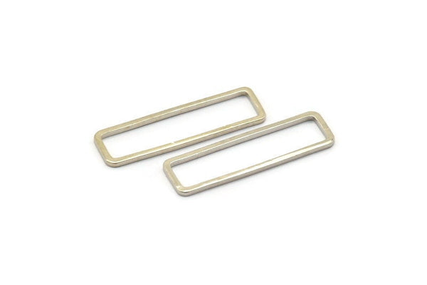 Silver Rectangle Connector, 25 Silver Tone Open Rectangle Connectors (7x26x1mm) D0166 H1200