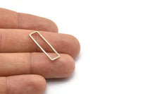 Silver Rectangle Connector, 25 Silver Tone Open Rectangle Connectors (7x26x1mm) D0166 H1200