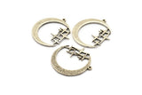 Silver Moon Charm, 2 Antique Silver Plated Brass Moon Charms With 1 Loop, Pendants (33x31x1.5mm) N1347 H1365