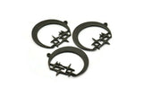 Black Moon Charm, 2 Oxidized Black Brass Moon Charms With 1 Loop, Pendants (33x31x1.5mm) N1347 H1365