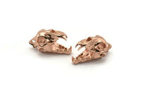Tiny Tiger Skull, 1 Rose Gold Plated Brass Tiger Skull Pendants, (22x13x13mm) N0482 Q0160