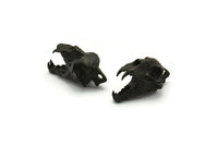 Black Tiger Skull, Oxidized Black Brass Tiger Skull Pendant (22x13x13mm) N0482 H1090