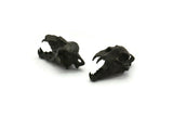 Black Tiger Skull, Oxidized Black Brass Tiger Skull Pendant (22x13x13mm) N0482 H1090
