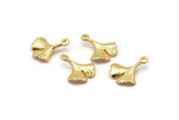 Gold Gingko Pendant, 4 Gold Plated Brass Leaf Charms (18x15mm) N0443 Q0086