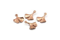 Rose Gold Gingko Pendant, 4 Rose Gold Plated Brass Leaf Charms (18x15mm) N0443 Q0086