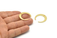 Gold Moon Charm, 2 Gold Plated Brass Crescent Moon Charms With 2 Holes, Pendants, Earrings, Findings (27.5x28.5x5x1mm) D1043 Q0791