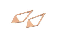 Rose Gold Diamond Charm, 6 Rose Gold Plated Brass Rhombus Charms With 1 Loop, Earrings, Findings (36x16x0,80mm) D0709 Q0797