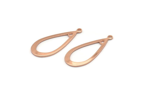Rose Gold Drop Charm, 6 Rose Gold Plated Brass Drop Charms With 1 Loop, Earrings, Findings (30x13x1mm) D1083 Q0893