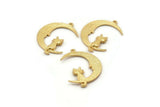 Gold Moon Charm, Gold Plated Brass Crescent Moon Charms With 1 Loop, Pendants (33x25x1.2mm) N1531