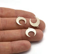 Silver Moon Charm, 12 Antique Silver Plated Brass Crescent Moon With 1 Loop, Earrings (16x14x0.80mm) M01569 H0927