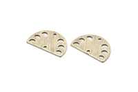 Silver Moon Charm, 8 Textured Antique Silver Plated Brass Moon Phases Charms With 2 Holes (22x14x0.80mm) M01566