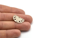 Silver Moon Charm, 8 Textured Antique Silver Plated Brass Moon Phases Charms With 2 Holes (22x14x0.80mm) M01566