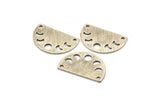 Silver Moon Charm, 8 Textured Antique Silver Plated Brass Moon Phases Charms With 2 Holes (22x14x0.80mm) M01560