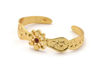 Gold Moon Cuff,  Gold Plated Brass Moon Phases Cuff Stone Setting With 1 Pad -  Pad Size 4mm N1687