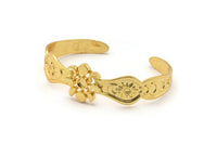 Gold Moon Cuff,  Gold Plated Brass Moon Phases Cuff Stone Setting With 1 Pad -  Pad Size 4mm N1687