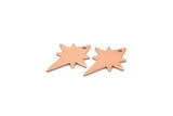 Copper Pole Star Blank, 12 Raw Copper, Copper Blanks, Copper Pole Star Blanks (20x15x0.80mm) M02795