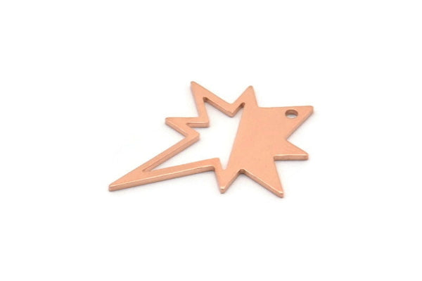 Copper Pole Star Blank, 6 Raw Copper, Copper Blanks, Copper Pole Star Blanks (27x22x0.80mm) M02793