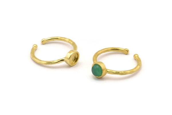 Brass Ring Settings, Raw Brass Round Ring With 1 Stone Setting - Pad Size 5mm N1762