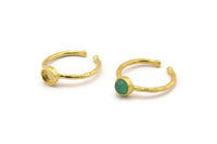 Brass Ring Settings, 4 Raw Brass Round Ring With 1 Stone Setting - Pad Size 5mm N1762