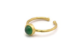 Brass Ring Settings, 4 Raw Brass Round Ring With 1 Stone Setting - Pad Size 6mm N1763