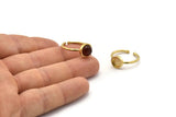 Brass Ring Settings, 4 Raw Brass Round Ring With 1 Stone Setting - Pad Size 7mm N1764