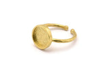 Brass Ring Settings, 4 Raw Brass Round Ring With 1 Stone Setting - Pad Size 10mm N1767