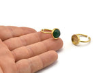 Brass Ring Settings, 4 Raw Brass Round Ring With 1 Stone Setting - Pad Size 10mm N1767