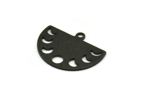 Siyah Ay Tılsımı, 1 Döngülü 8 Dokulu Oksitlenmiş Siyah Pirinç Ay Evreleri Tılsımı (22x17x0,80 mm) M01565