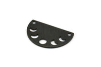 Siyah Ay Tılsımı, 2 Delikli 8 Dokulu Oksitlenmiş Siyah Pirinç Ay Evreleri Tılsımı (22x14x0,80 mm) M01560
