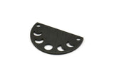 Siyah Ay Tılsımı, 2 Delikli 8 Dokulu Oksitlenmiş Siyah Pirinç Ay Evreleri Tılsımı (22x14x0,80 mm) M01560