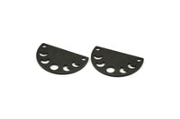 Siyah Ay Tılsımı, 2 Delikli 8 Dokulu Oksitlenmiş Siyah Pirinç Ay Evreleri Tılsımı (22x14x0,80 mm) M01560