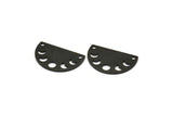 Siyah Ay Tılsımı, 2 Delikli 8 Dokulu Oksitlenmiş Siyah Pirinç Ay Evreleri Tılsımı (22x14x0,80 mm) M01560