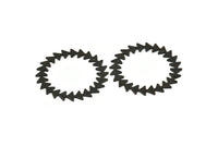 Black Circle Charm, 2 Oxidized Black Brass Circle Charms With 1 Hole, Brass Pendants, Findings, Connectors (42x0.80mm) M01574