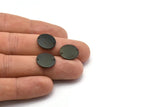 Black Cabochon Tag, 12 Oxidized Black Brass Round Charms With 2 Holes, Stamping Tags (14x0.80mm) M01593