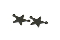 Siyah Yıldız Tılsımı, 2 Döngülü 12 Dokulu Oksitlenmiş Siyah Pirinç Yıldız Tılsımı (22x16x0,80 mm) M01577