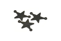 Siyah Yıldız Tılsımı, 2 Döngülü 12 Dokulu Oksitlenmiş Siyah Pirinç Yıldız Tılsımı (22x16x0,80 mm) M01577